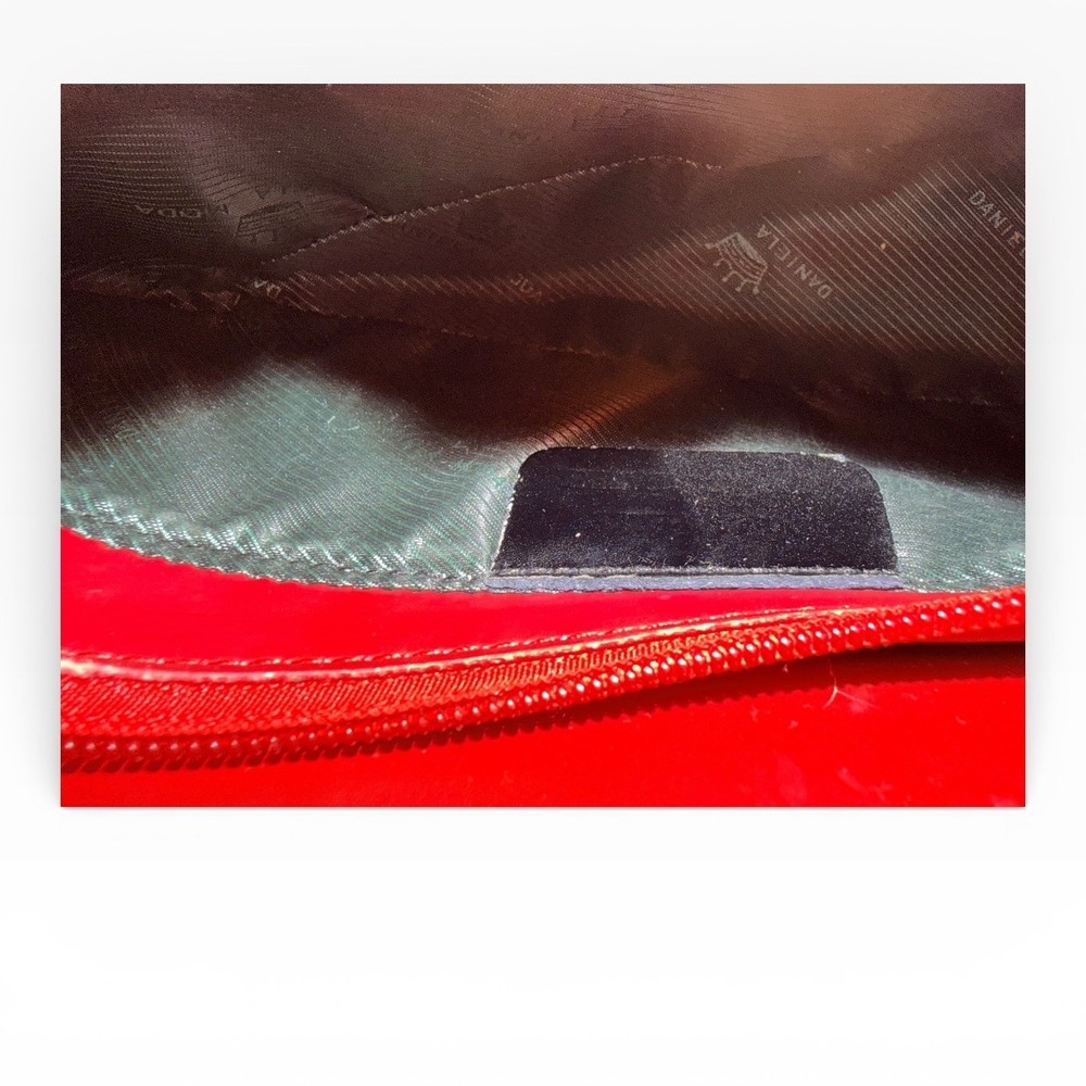 DANIELA MODA Black Red Patent Leather Top Handle Shoulder Bag - Picture 6 of 9